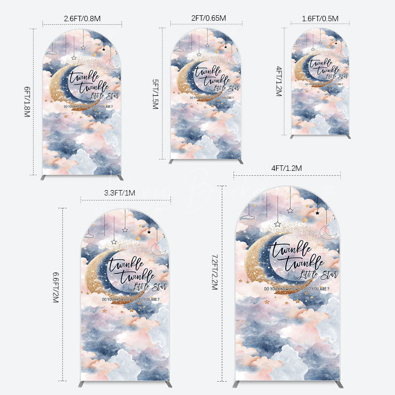 Lofaris Moon Night Twinkle Star Baby Shower Arch Backdrop