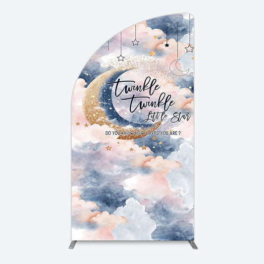 Lofaris Moon Night Twinkle Star Baby Shower Half Arch Backdrop