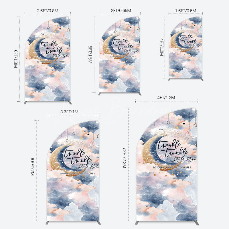 Lofaris Moon Night Twinkle Star Baby Shower Half Arch Backdrop