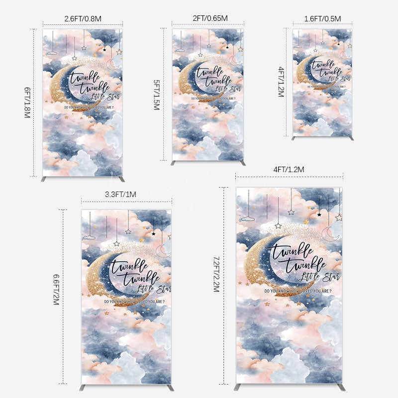 Lofaris Moon Night Twinkle Star Baby Shower Rectangle Backdrop