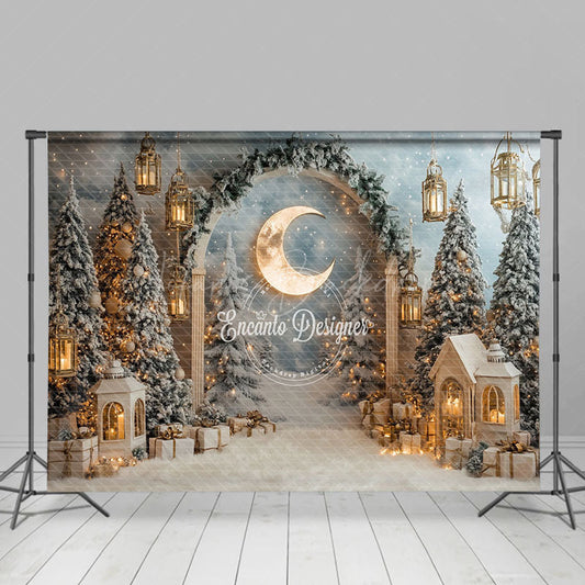 Lofaris Moon Pine Tree Arch Christmas Photography Backdrop
