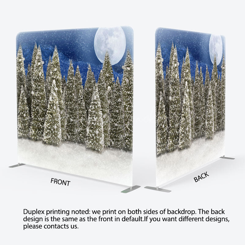 Lofaris Moon Snow Blue Night Christmas Pillow Cover Backdrop