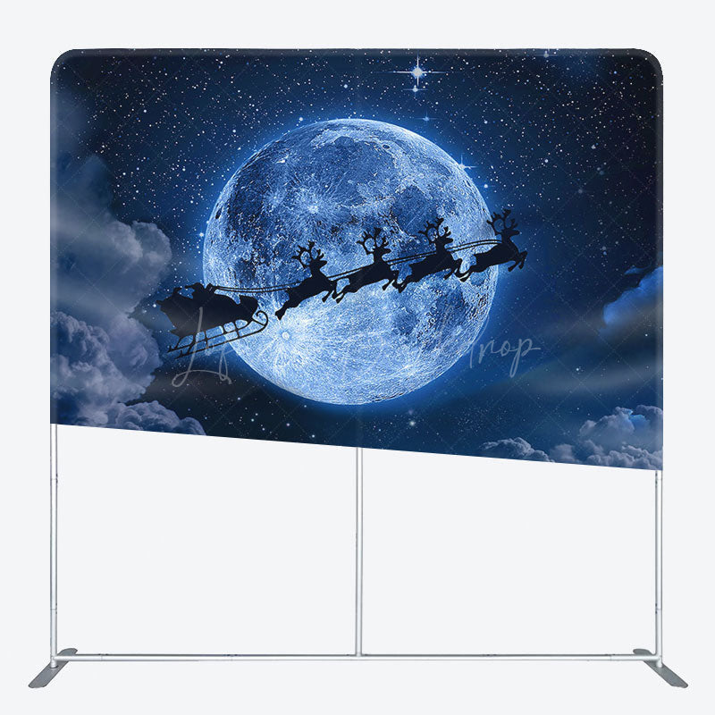 Lofaris Moon Starry Santa Elks Xmas Tension Fabric Backdrop