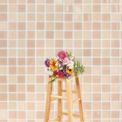 Lofaris Mosaic Tile Modern Beige Square Pattern Backdrop