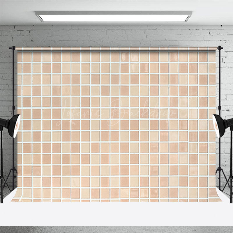 Lofaris Mosaic Tile Modern Beige Square Pattern Backdrop