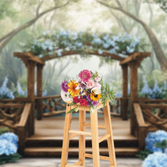 Lofaris Mothers Day Blue Floral Spring Arch Photo Backdrop