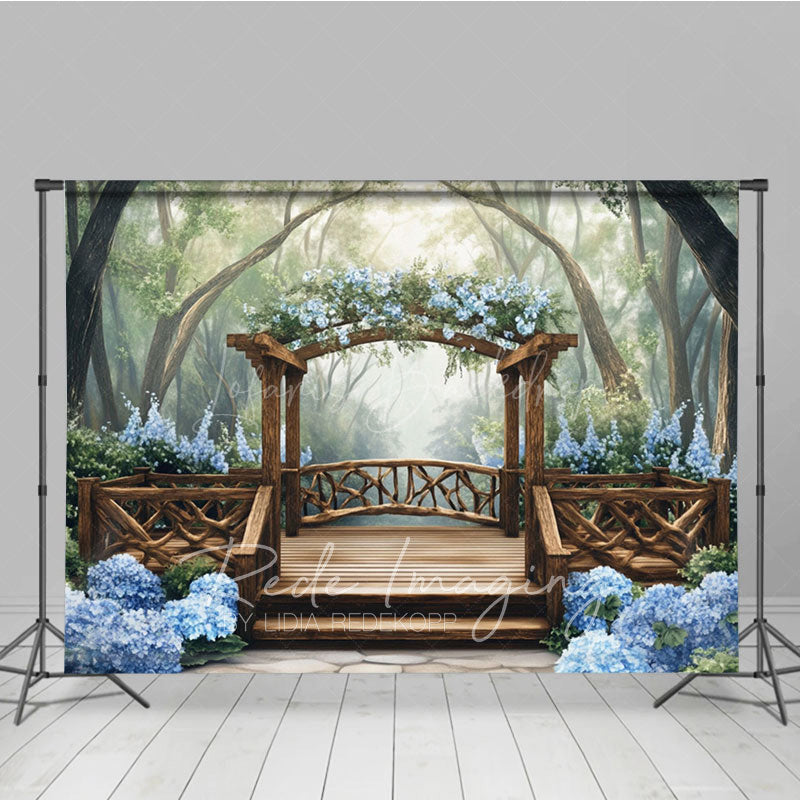 Lofaris Mothers Day Blue Floral Spring Arch Photo Backdrop