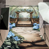 Lofaris Mothers Day Blue Floral Spring Arch Sweep Backdrop