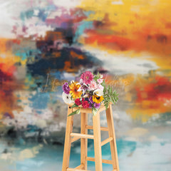 Lofaris Motley Orange Blue Abstract Textured Photo Backdrop