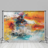 Lofaris Motley Orange Blue Abstract Textured Photo Backdrop