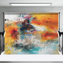 Lofaris Motley Orange Blue Abstract Textured Photo Backdrop