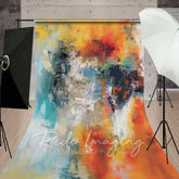 Lofaris Motley Orange Blue Abstract Textured Sweep Backdrop