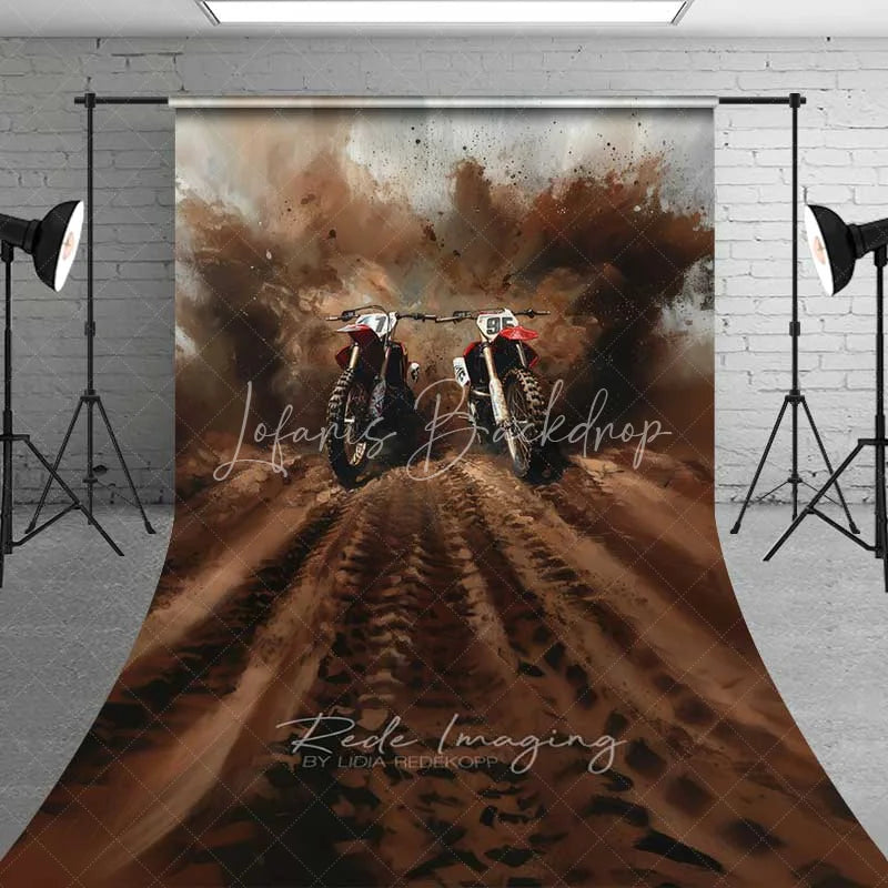 Lofaris Motocross Dirt Bike Race Sweep Photography Backdrop Muddy Track Action Sports Art Photo Background