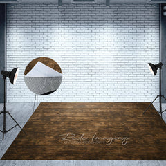 Lofaris Mottled Retro Wooden Fabric Floor Backdrop For Photo