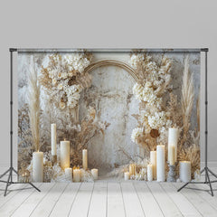 Lofaris Mottled Wall Boho Autumn Floral Candles Backdrop