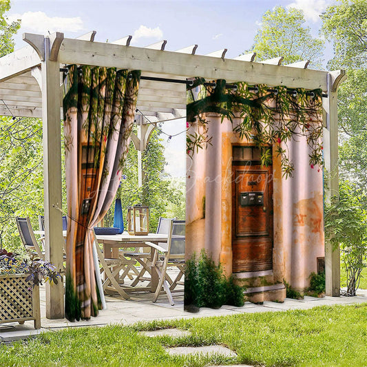 Lofaris Mottled Wall Door Waterproof Printed Outdoor Curtains