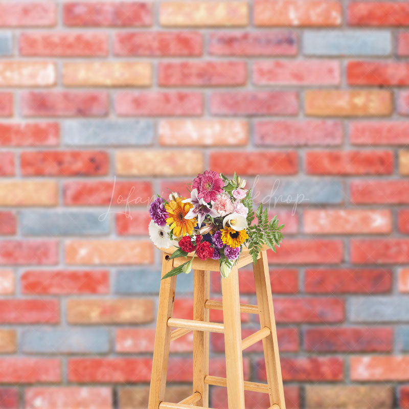Lofaris Mottled Warm Tones Color Wall Brick Photo Backdrop