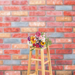 Lofaris Mottled Warm Tones Color Wall Brick Photo Backdrop