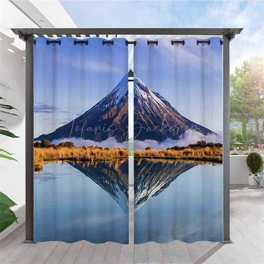 Lofaris Mount Fuji Lake Waterproof Outdoor Curtains For Cabana