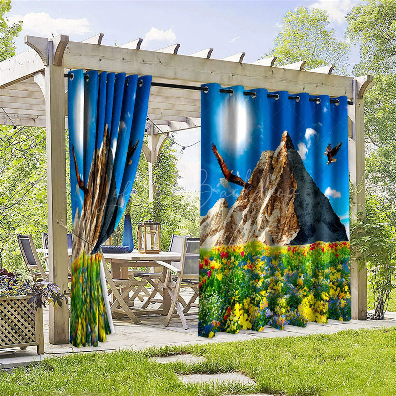 Lofaris Mountain Field Waterproof Printed Outdoor Curtains