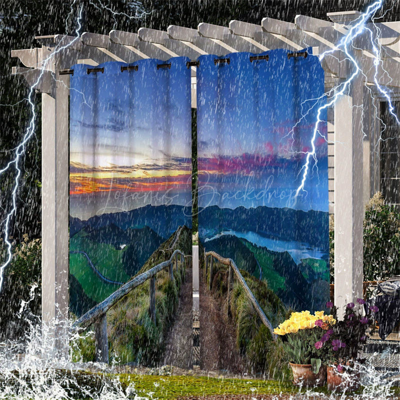 Lofaris Mountain Hiking Trails Waterproof Outdoor Curtains For Gazebo