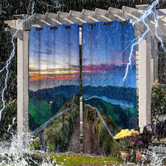 Lofaris Mountain Hiking Trails Waterproof Outdoor Curtains For Gazebo