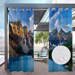 Lofaris Mountain Lake Scene Waterproof Outdoor Curtains For Porch