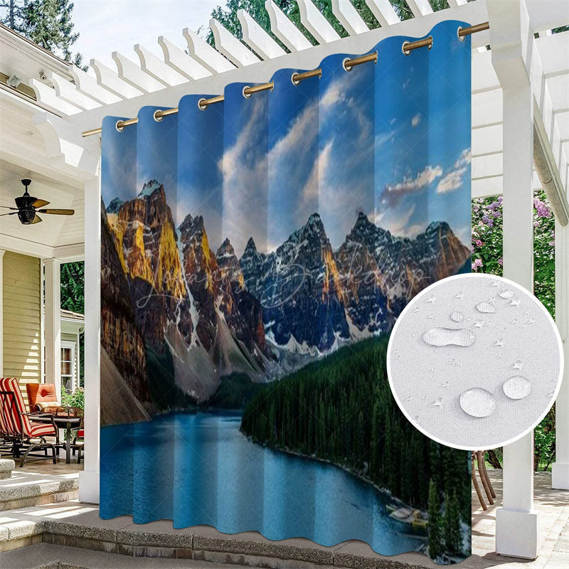 Lofaris Mountain Lake Scene Waterproof Outdoor Curtains For Porch