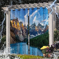 Lofaris Mountain Lake Scene Waterproof Outdoor Curtains For Porch