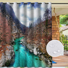 Lofaris Mountain Rafting Waterproof Outdoor Curtains For Patio