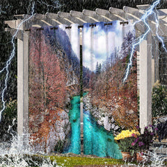 Lofaris Mountain Rafting Waterproof Outdoor Curtains For Patio