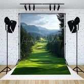 Lofaris Mountain Sky Green Lawn Forest Natural Scene Backdrop