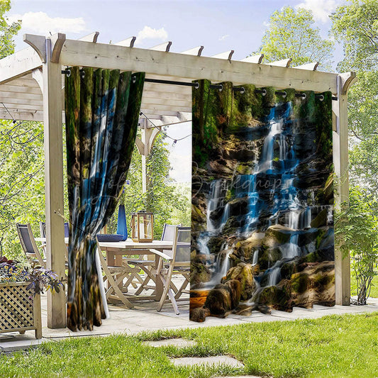 Lofaris Mountain Stream Waterproof Printed Outdoor Curtains