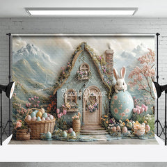 Lofaris Mountain Wall Rabbit House Egg Floral Easter Backdrop