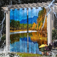Lofaris Mountains Rivers Scene Waterproof Outdoor Curtains For Porch