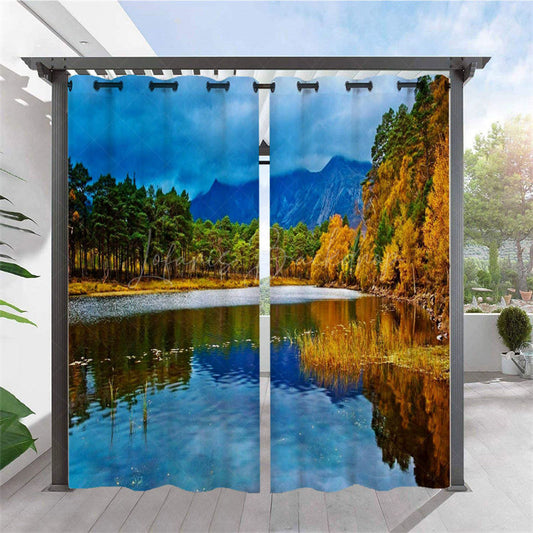 Lofaris Mountains Rivers Scene Waterproof Outdoor Curtains For Porch