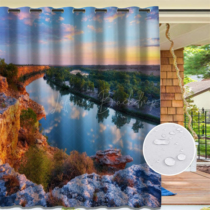 Lofaris Mountains Rivers Waterproof Printed Outdoor Curtains For Gazebo