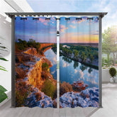 Lofaris Mountains Rivers Waterproof Printed Outdoor Curtains For Gazebo