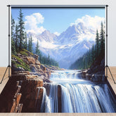 Lofaris Mountains Waterfalls Natural Scene Combo Set Backdrop