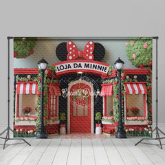 Lofaris Mouse’s Boutique Inspired Photography Backdrop Red and Pink Storefront Birthday Cake Smash Photo Booth