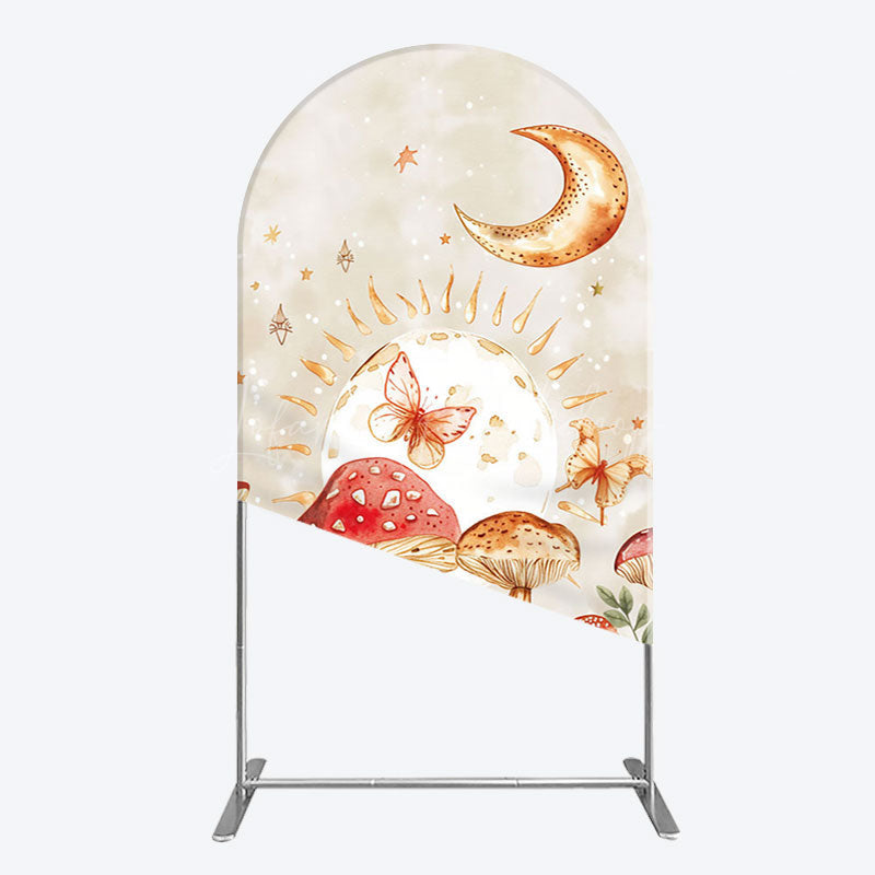Lofaris Mushroom Cartoon World Day And Night Arch Backdrop