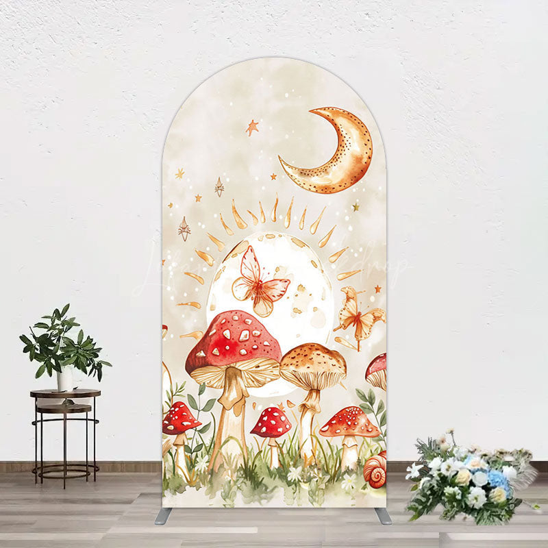 Lofaris Mushroom Cartoon World Day And Night Arch Backdrop