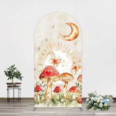 Lofaris Mushroom Cartoon World Day And Night Arch Backdrop