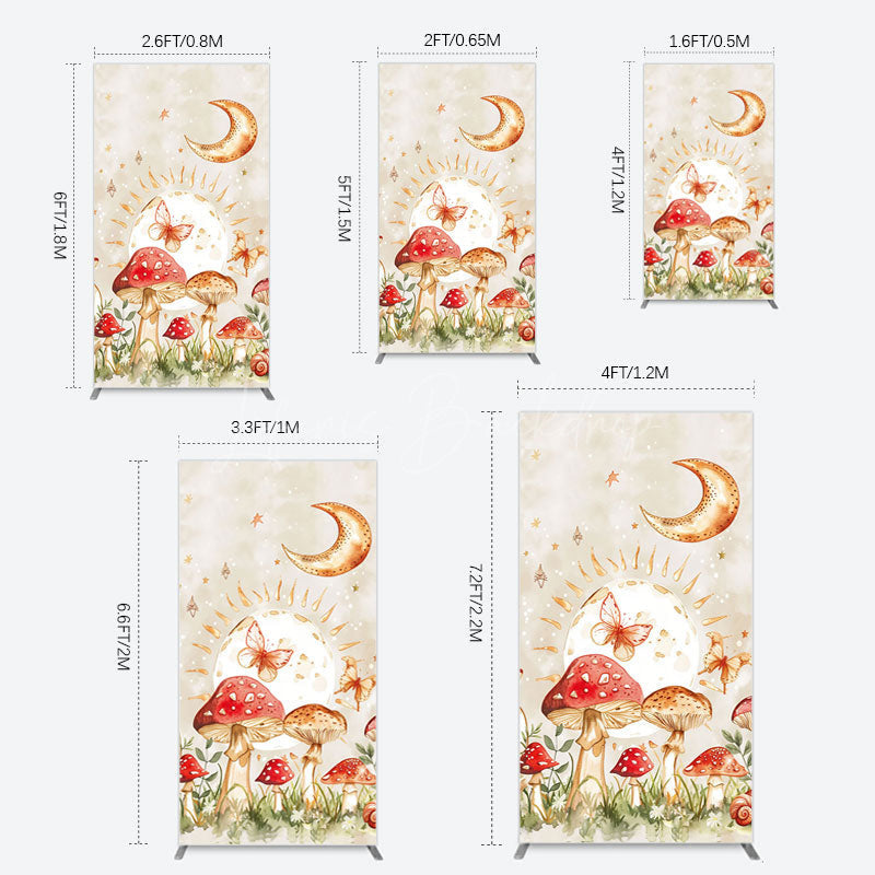 Lofaris Mushroom Cartoon World Day And Night Rectangle Backdrop