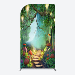Lofaris Mushroom Forest Stone Steps Birthday Arch Backdrop
