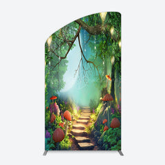 Lofaris Mushroom Forest Stone Steps Birthday Arch Backdrop