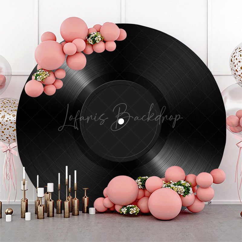 Lofaris Musical Black Vinyl Record Round Birthday Backdrop