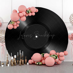 Lofaris Musical Black Vinyl Record Round Birthday Backdrop