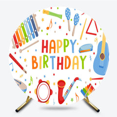 Lofaris Musical Instruments Kids Birthday Round Backdrop