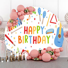 Lofaris Musical Instruments Kids Birthday Round Backdrop
